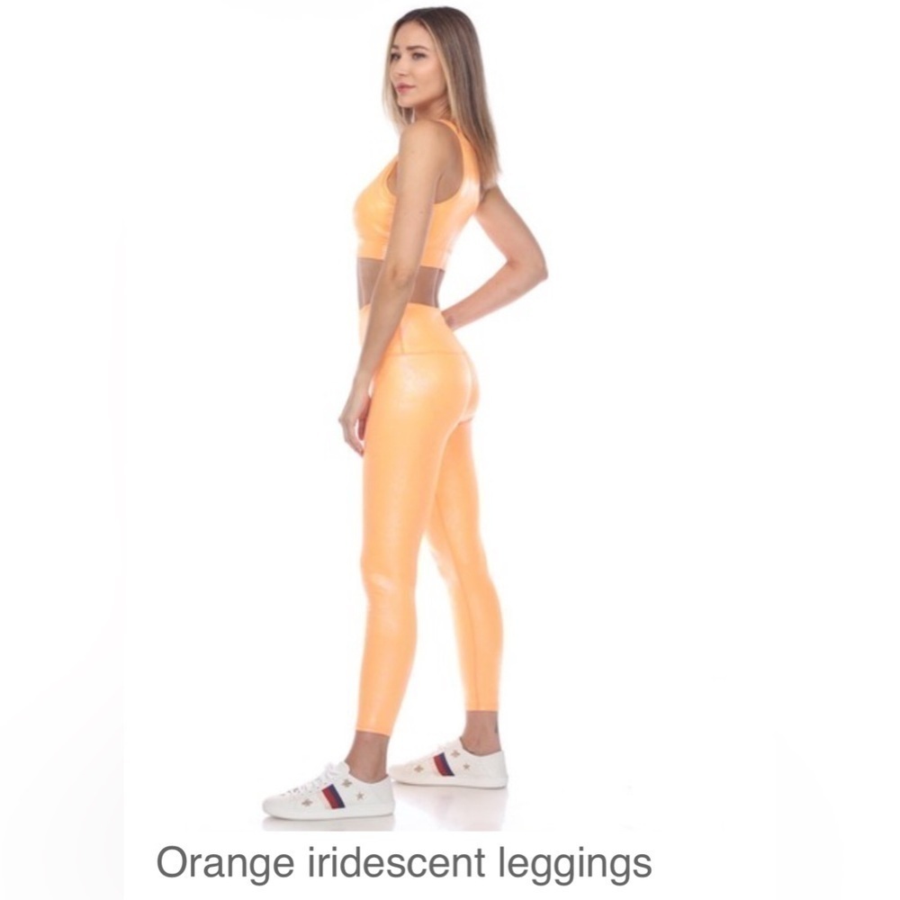Orange iridescent leggings and top